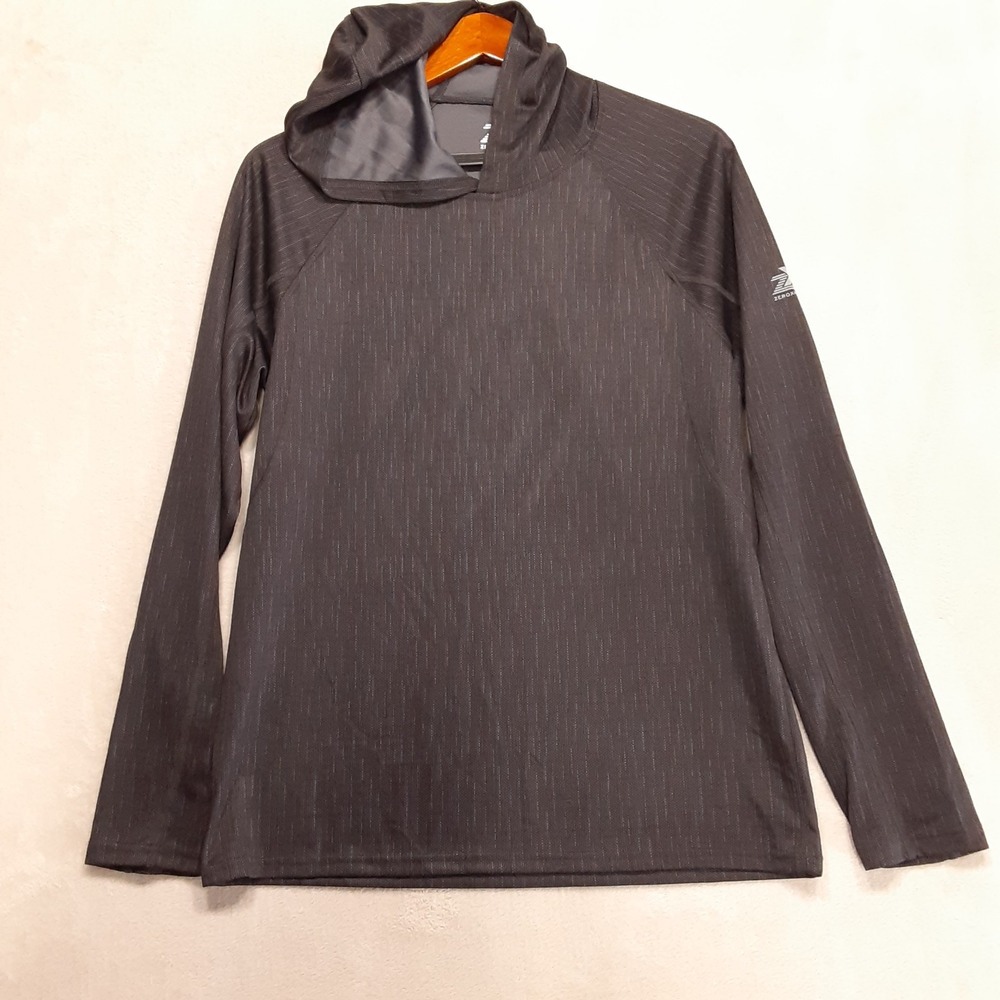 Zeroxposur Mens LS Active Performance Hoodie M Black Space Dye Heather UPF-50